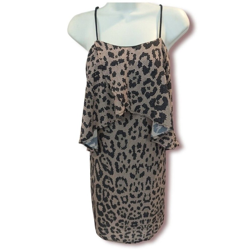 Mary & Mabel Black Snakeskin Spaghetti Strap Drape Dress Size S